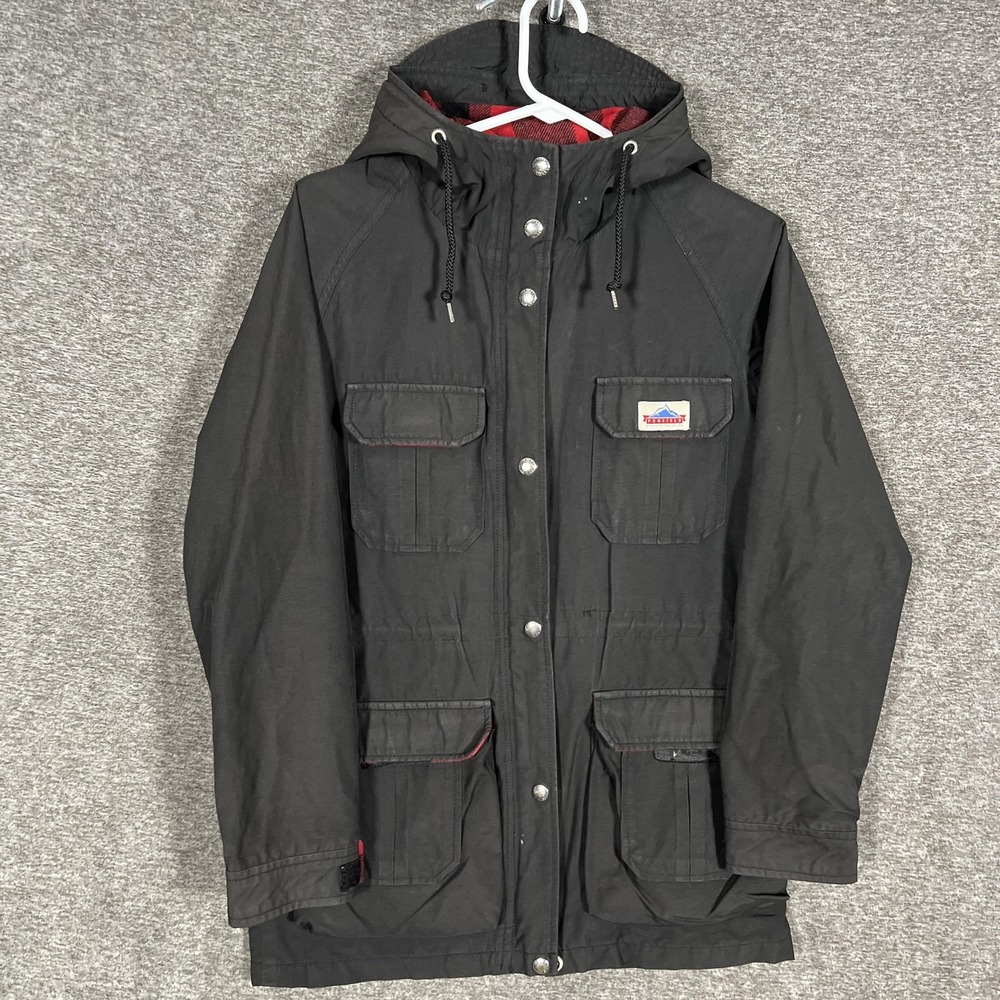 Penfield Jacket‎ Mens XS Black 60/40 Mountain Parka Hooded Plaid Lined Outdoor